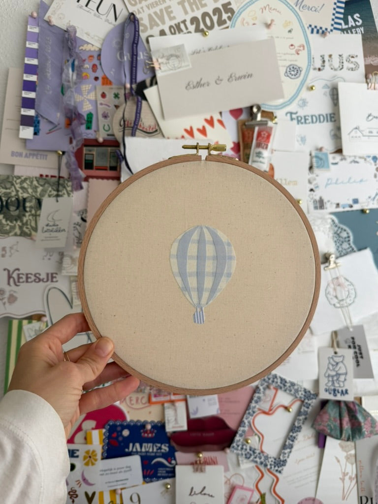 patchwork pieces - luchtballon blauw