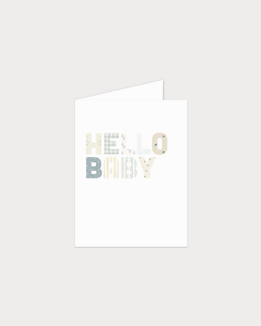 wenskaart - hello baby - blauw